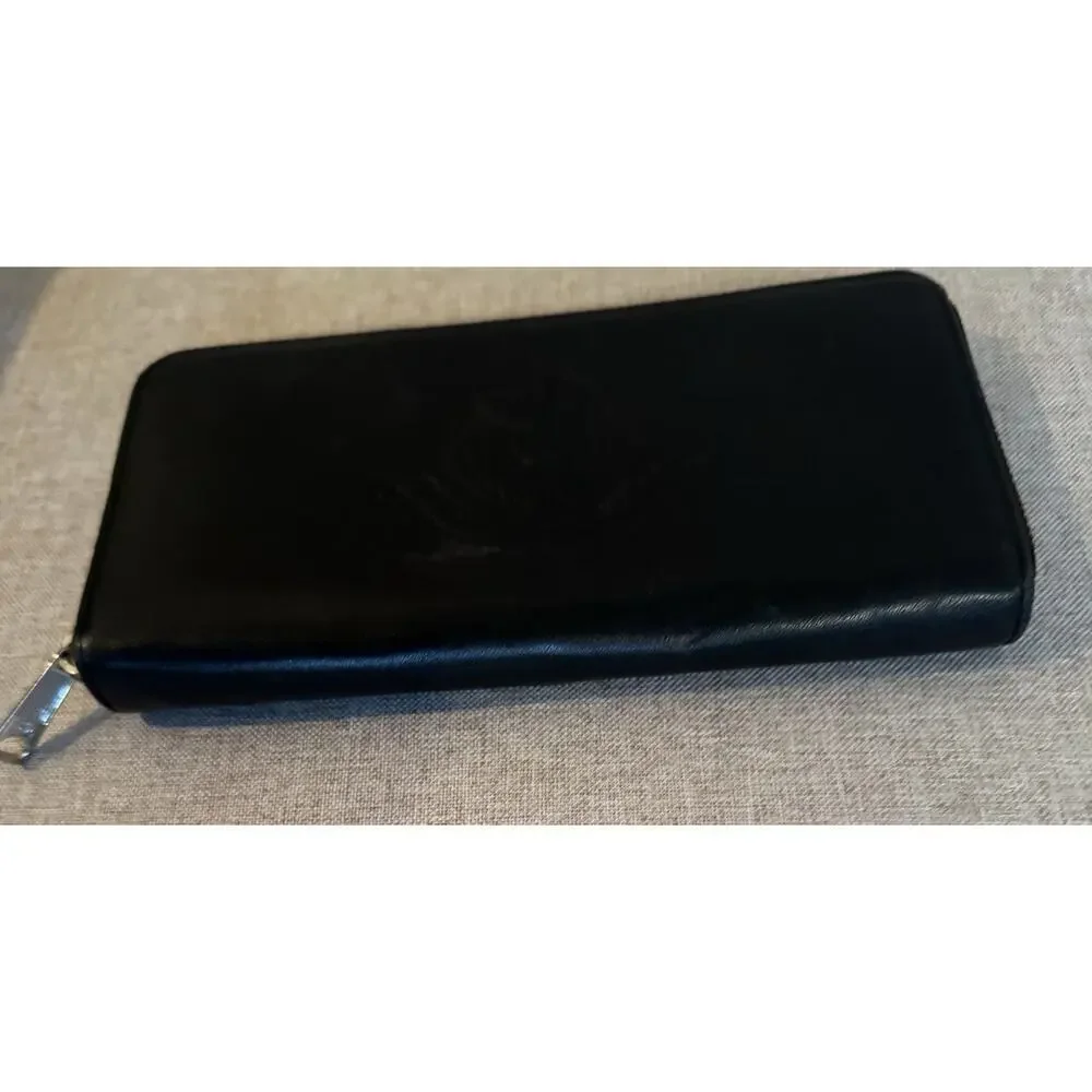 Lauren Ralph Lauren LRL Vintage Black Leather Zip-Around LXVII Wallet Clutch